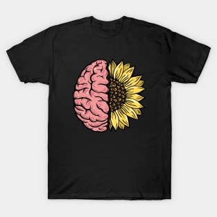 Brain Floral sunflower, Mental Health Matters T-Shirt